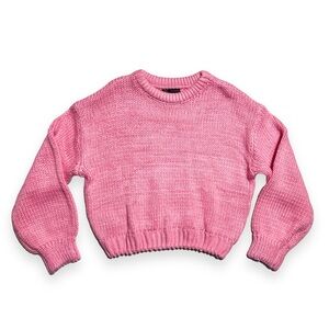 bubblegum pink hand knit chunky sweater (S - oversized)